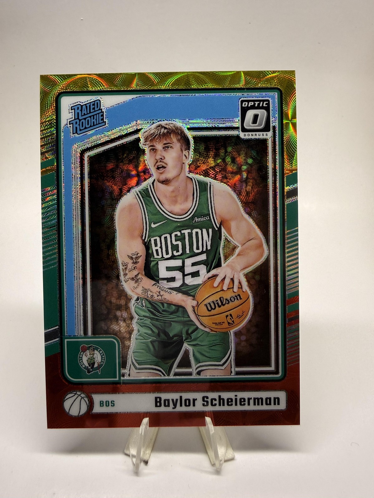 2024-25 Donruss Optic #263 Baylor Scheierman Red and Gold International /99 RC