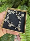 Sarda 925 Sterling Silver Chain Charm Bracelet Pearl Dangle Toggle Signed — photo 6