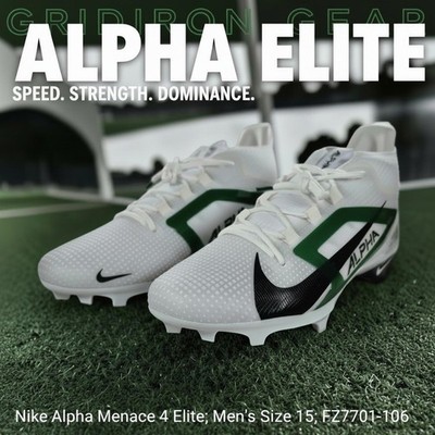 Nike Alpha Menace 4 Elite Football Cleats White Green Size 15 FZ7701-106 NWOT