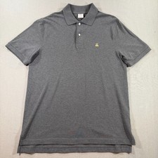 Brooks Brothers 1818 Performance Polo Shirt Mens Large Gray Solid Knit Golf