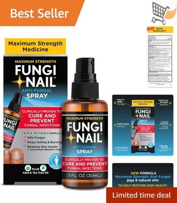 Anti-Fungal Foot Spray Max Strength Kills Fungus Nails Athlete's Foot Relief