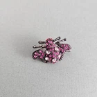 Vintage Pink Rhinestone Bee Brooch Pewter Tone Insect Costume Jewelry