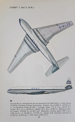 B.O.A.C. Comet Plane Picture Aircraft Article Original Vtg Info Details Sheet   