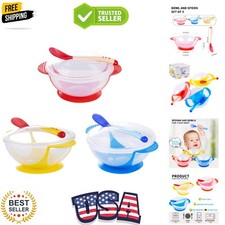 Baby Bowls with Suction Base, Spill-Proof Lid, Temperature-Sensing Spoon, Bin...