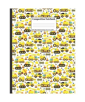 Composition Notebook: Construction Equipment Pattern Design 100 College Ruled Li