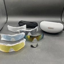 Rivbos Sunglass Clamshell Case Only Gray Zippered W/5 Replacement Lens & Nose PC