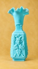 Vase opaline bleue Portieux - Fin XIXe - début XXe