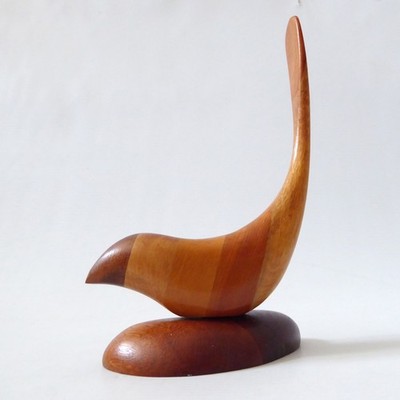 Handgefertigtes Holzmuster: modernistische minimalistische stilisierte Vogelfigur, Vintage
