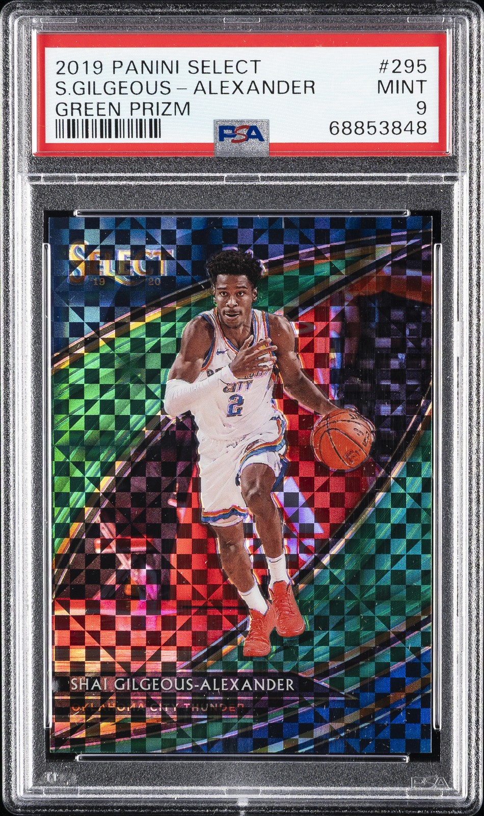 2019 PANINI SELECT GREEN PRIZM #295 SHAI GILGEOUS-ALEXANDER 1/5 PSA 9