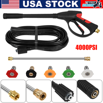#ad High Pressure 4000 PSI Car Power Washer Gun Spray Wand Lance Nozzle Hose Kit M22 $36.00