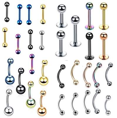 Tragus Helix Conch Eyebrow Belly Bar Philtrum Daith Rook Various Piercings 16g - Image 1 of 4