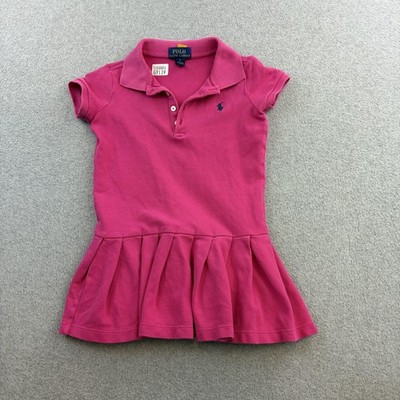 Polo Ralph Lauren Dress Girls 4 Pink Polo Tennis Drop Waist Pleated Skirt  Hem | eBay