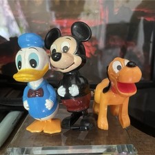 Disney Lot 3 figurines Mickey Mouse Donald Duck Pluto à remonter 1977