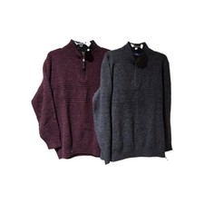Pendleton Men's Washable Wool Size Medium Quarter Zip Sweater Maroon Gray Lot 2