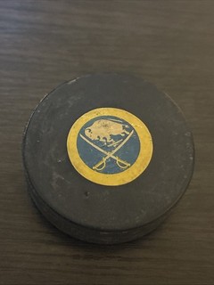 Vintage 1970’s Buffalo Sabres Art Ross Rubber Logo Converse Game Hockey Puck.