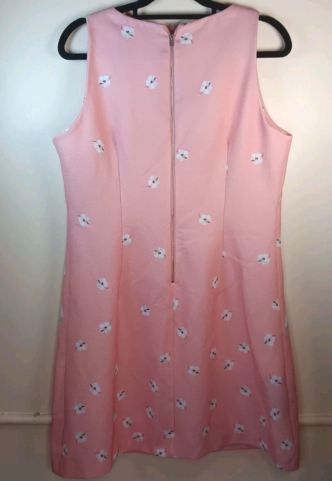 JULIAN TAYLOR румяна розовый ФЛАМИНГО Fit & Flare платье цветочный v-образным вырезом размер 14 ретро  - Изображение 2 из 4