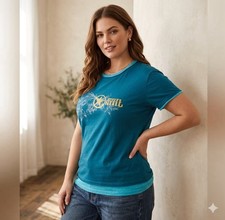 Vintage Collectible PBR Teal Graphic Cap-Sleeve Body Con Tee.  PBR Girl  NWT