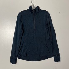 Lululemon Blue Black Textured Quarter Zip Pullover Athletic Top Women's Small