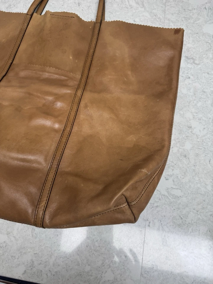 Banana Republic Vintage Bohemian Brown Leather Double Handle Tote Bag Handbag - Image 3 of 4