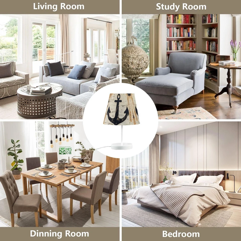 Lámpara de mesa LED regulable de 3 colores, ancla náutica vintage sobre madera grande 12"... Foto 2 de 4