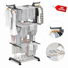 4 Tier Clothes Airer Foldable Drying Rack Heavy Duty Laundry Dryer Indoor Outdoo