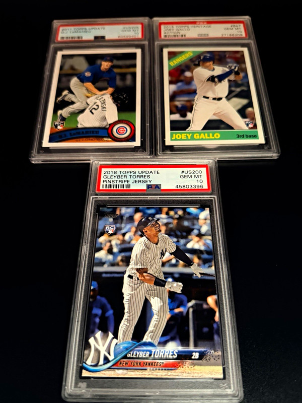 Topps PSA 10 3-Card Rookie Lot LeMahieu US205 Gallo 647 Torres US200