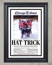 2015 Chicago Blackhawks Stanley Cup Champions Framed Newspaper Print Front Cover