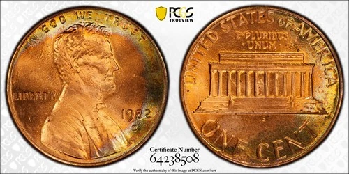 1982-D Lincoln Memorial Cent — photo from the most recent tracked eBay sale