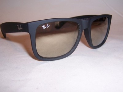 New RAY BAN Sunglasses JUSTIN 4165 622/5A RUBBER BLACK/BROWN 54mm AUTHENTIC