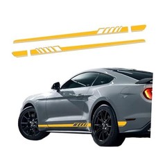 2PCS Car Side Skirt Decals, Racing Stripes, Auto Racing Body Door Side Yellow