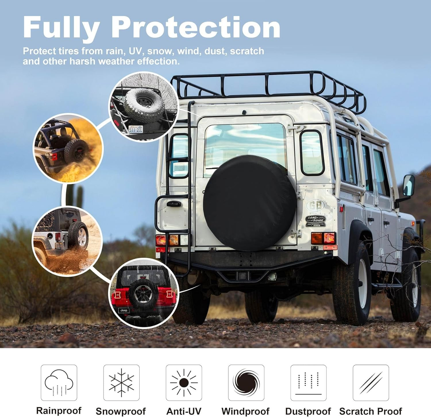 21 Inch Spare Tire Cover Fit Trailer, RV, SUV, Truck, Tough Tire Wheel Soft Cove