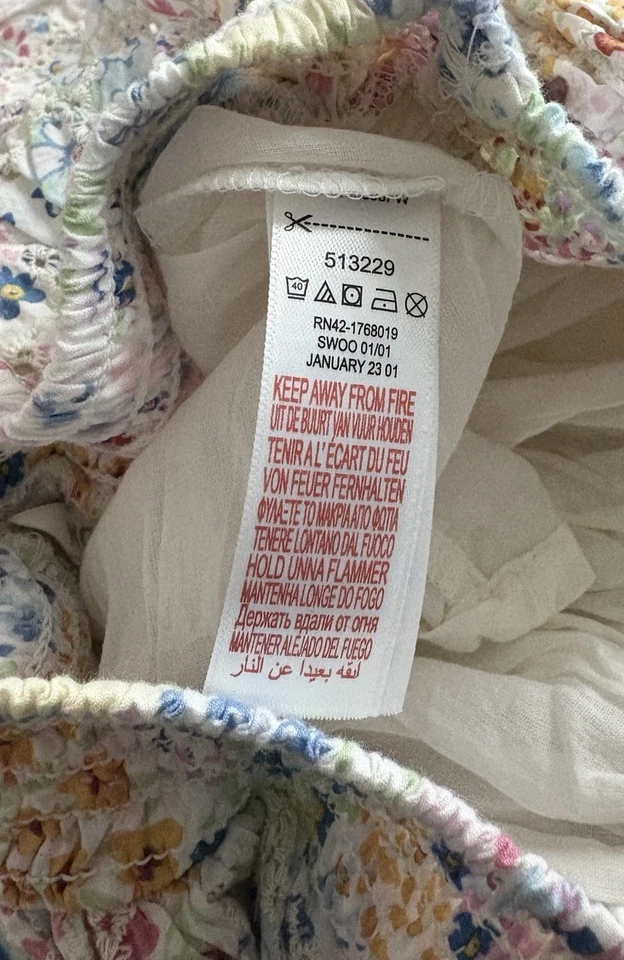 Monsoon Floral print broderie skirt multi & Matching Sleeveless Top Girls Sz 8 - Image 4 of 4