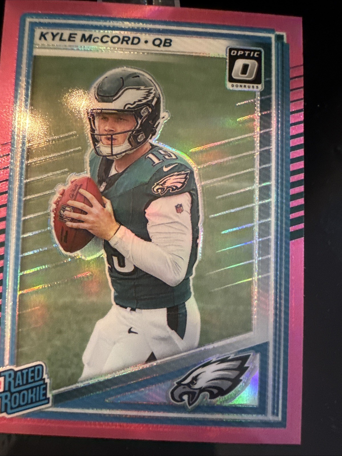 2025 Panini Donruss - Rated Rookie Kyle McCord #325 Optic Preview Pink Prizm