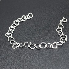 925 NEW Sterling Silver Hearts Bracelet 6mm 7" FREE SHIPPING