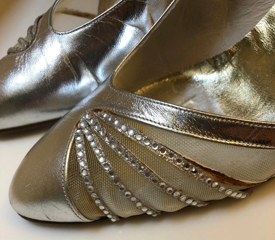 De colección MR SEYMOUR Stuart Weitzman Plateado Noche Tacones Zapatos Estrás Spray 9B Foto 4 de 4