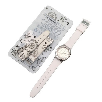 r1540 Swatch MEN SS Rubber QZ Silver White