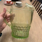 Vintage GREEN DEPRESSION GLASS Hocking Windsor Pitcher