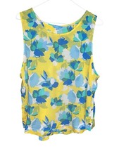 Draper James RSVP Yellow & Blue Floral Button Side Sleeveless Tank Top