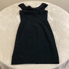 Calvin Klein Womens Black Round Neck Sleeveless Back Zip Sheath Dress Size 2