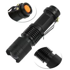 Aluminum Mini Zoomable 3 Modes LED Flashlight Torch with Clip for Camping Hiking