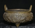 5.6" Marked Old Chinese Bronze Dynasty Palace Dragon Loong Incense Burner