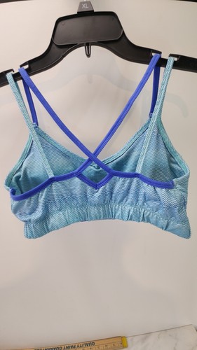 SO Love Girls XL Teal Blue White Cotton Spandex Sports Bra Coastal Beachy D27 - Picture 3 of 3