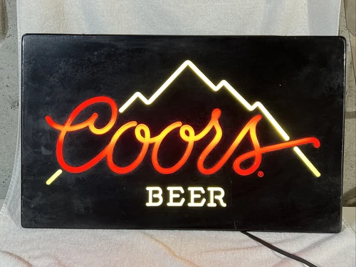 VINTAGE COORS BEER LIGHT UP SIGN FAUX NEON 15 1/2' x 26”