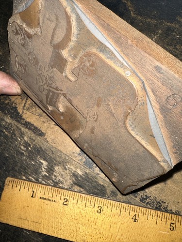 Vintage (Printing Block) Cotton Mill Machine Copper Face #24 - Picture 10 of 11