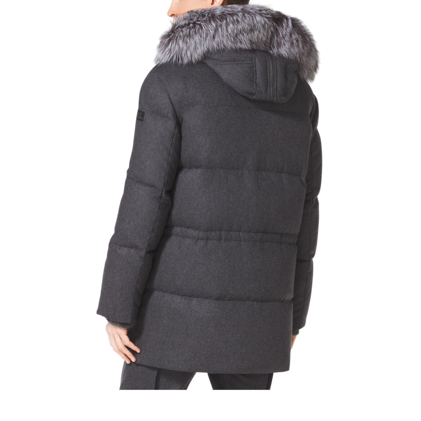 New MICHAEL KORS Runway Collection Wool/Cashmere Flannel Down Fox-Fur-Trim Parka image 4