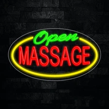 Massage Open LED Neon Sign 28"L x 16"H #34113