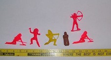 Vintage toy lot ASSORTED COLORS plastic INDIANS Lot of 6 Pieces