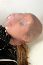 Full cover latex gummi mask hood no zip no hole party hood small breath space