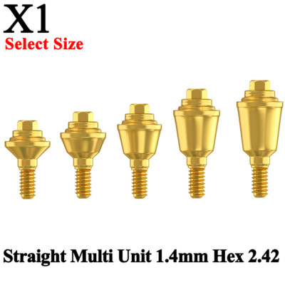 1x Dental Straight Multi Unit 1.4mm Int Hex 2.42 Connection Titanium Fixture
