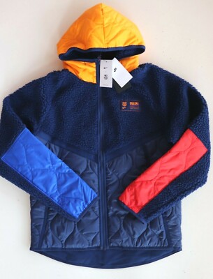 NIKE FC BARCELONA CULERS SHERPA FLEECE ZIP HOODIE JACKET - BLUE DJ5820-492 MEN M